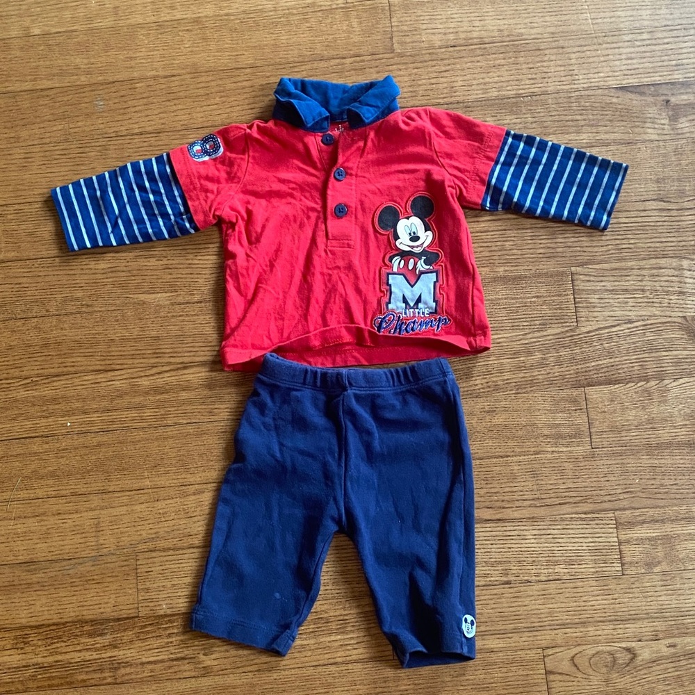 Baby boy size 0-3 months Disney Red and Blue Mickey Mouse Kids Matching Set